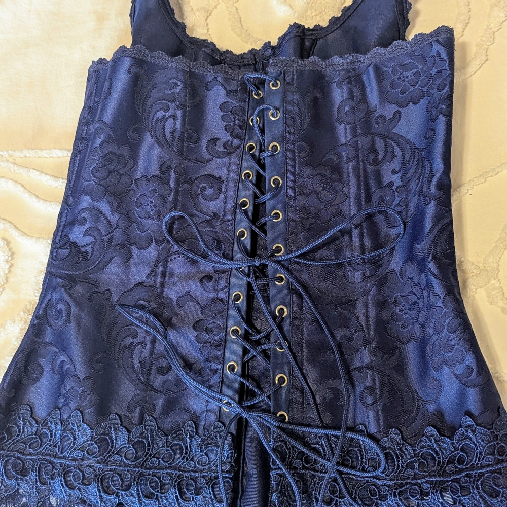 Elegant Navy Lace Corset